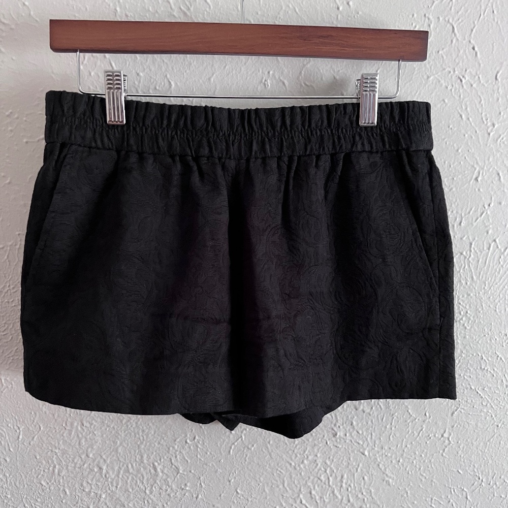 J. Crew 100% Cotton Textured Black Shorts Women's Size 2